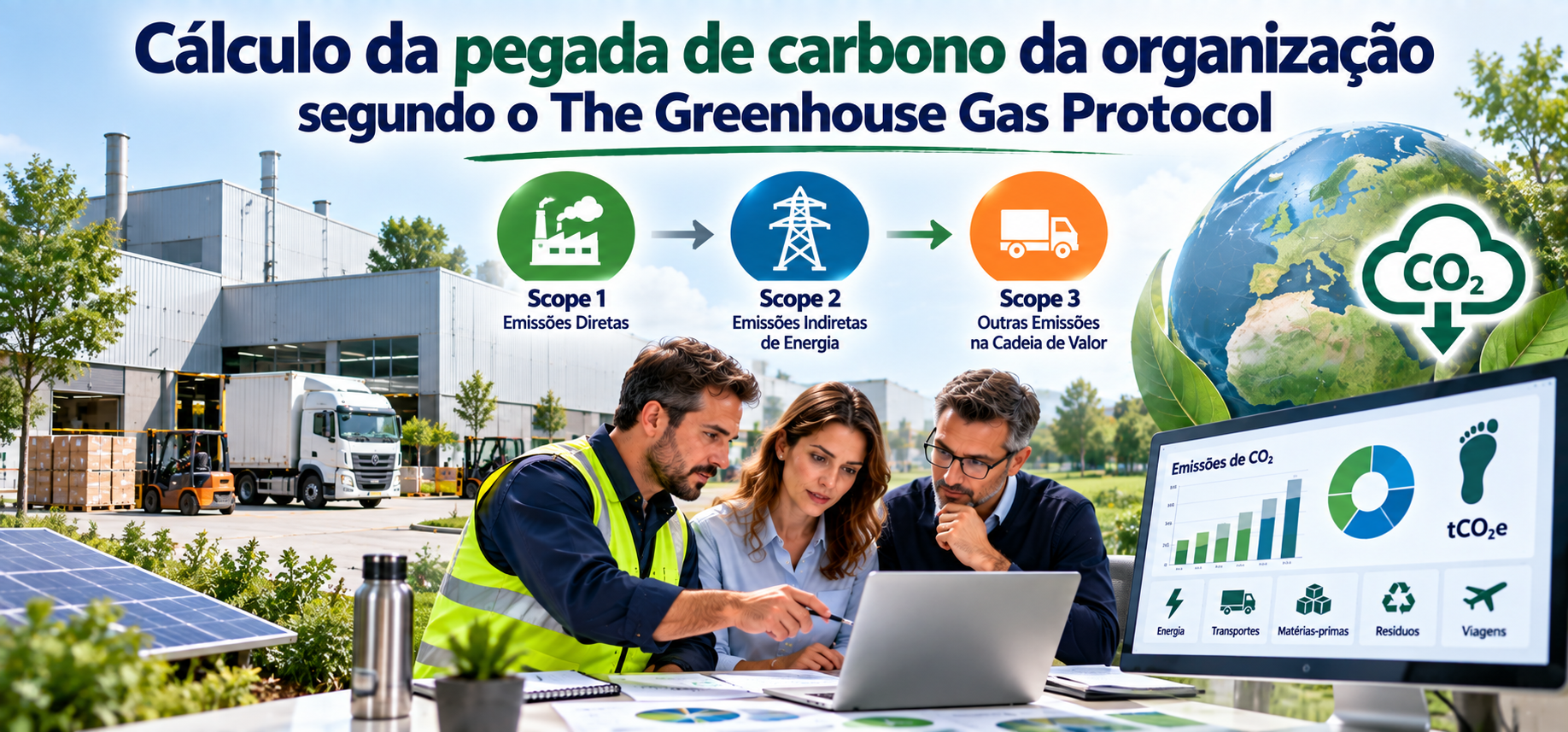 Cálculo da pegada de carbono da organização segundo o The Greenhouse Gas Protocol